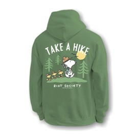 Riot Society Peanuts Snoopy Take a Hike Womens Hoodie - Military Green, Large