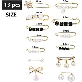 ADOVZ Broches de Perlas para Mujer, 13 Piezas, broches para Mujer, suéter de Moda, Clips de Seguridad Decorativos para Mujeres, niñas, Ropa, Vestidos, Pantalones, Camisas, Accesorios de decoración