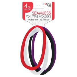DONNA Large Seamless Ponytail Holders 4PCS ASSORT