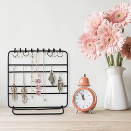 Relaxdays Jewellery Stand Necklaces, Earrings, Bracelets, Jewellery Storage, Organiser Jewellery, HBT 21 x 20 x 10 cm, Black, Pack of 1