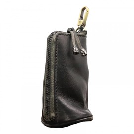 DONGKER Leather Key Bag, Medieval Car Key Holder, Coin Bag, Key Chain Purse with Zipper for Outdoor Activities, Travel, Business, black, Classique
