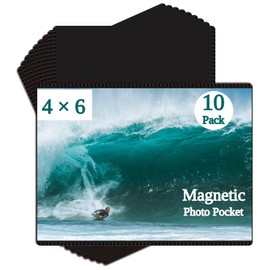 OQUYDEA Magnetic Photo Frame for 4x6 Photos, Pack of 10, Black Magnetic Picture Bag for Refrigerator, Locker and Office Cabinet