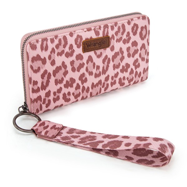 Wrangler Pink Wallet for Women Ladies Female Leopard Print Large