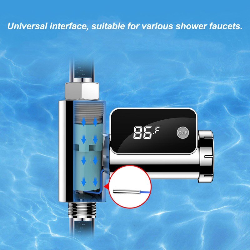 Shower Thermometer Bath Water Temperature Meter Tester LED Display for