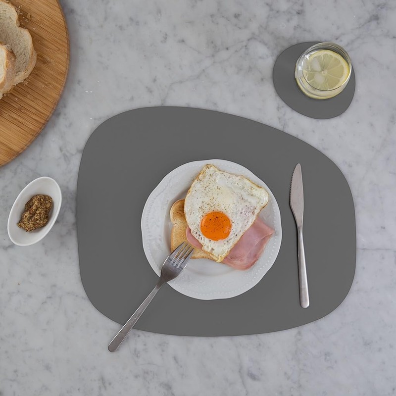 Vacavaliente Conjunto de porta-copos, couro, cinzento