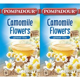 Pompadour Chamomile Flower Herbal Tea, 20 TB, Set of 2, 2.1 oz (60 g)