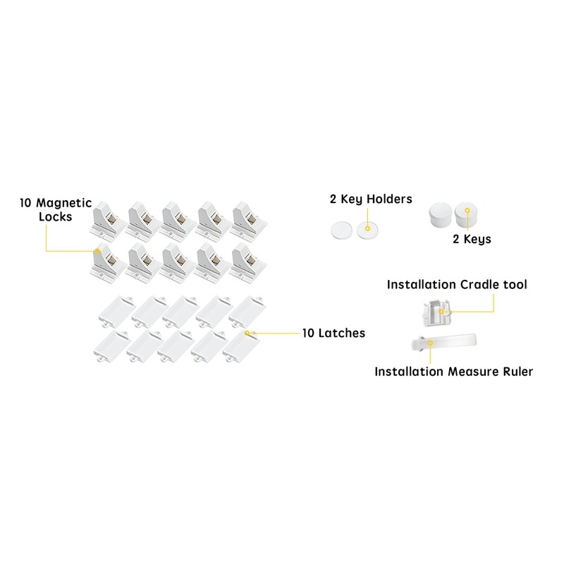 Vmaisi Adhesive Magnetic Locks for Cabinets & Drawers (10 Locks