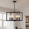LUMLLSAJI 6-Light Modern Black Chandeliers for Dining Room, Geometric Metal
