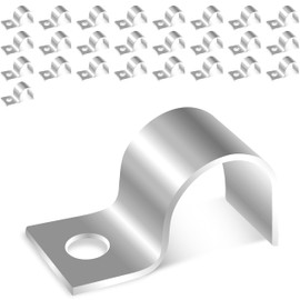 Jyvex Pack of 25 Metal Cable Clamps V2A Stainless Steel Pipe Clamps 16 mm Single Hole U Pipe Clamps Mounting Clamp Hose Buckle Pipe Holder Clamp for Pipes Diameter 16 mm