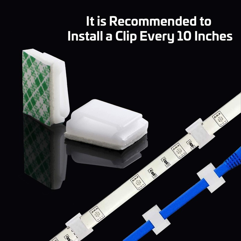 PETKNOWS 120 PCS Light Strip Mounting Clips White Self Adhesive