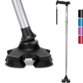 rehand - Bastón para caminar para hombres y mujeres - Bastón plegable, ajustable, liviano, con punta giratoria que se sostiene solo, mang...
