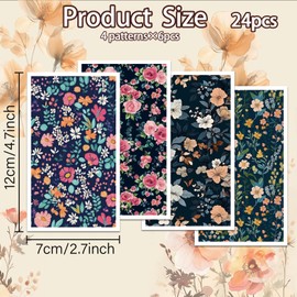 OLYCRAFT Transfer Paper for Clay with Flowers, 4 Design, Pack of 24 Transfer Paper for Polymer Vintage Flowers, Transfer Sheets for Polymer Clay, Dark Dyed Flowers, Small Transfer Paper