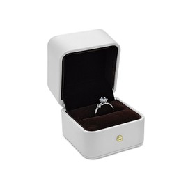 WisePoint Proposal Ring Box, Brushed PU Leather Ring Box Ring Storage Box, Elegant and Luxurious Ring Holder Box Ring Organiser Box for Marriage Proposal, Engagement, Wedding (white)