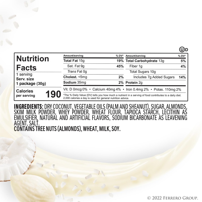 Raffaello, 15 Count, 4 Pack, Premium White Almond, Cream and