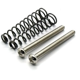 Pair of chrome guitar pickup screws and springs for humbuckers