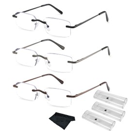 HIYANJN Frameless Reading Glasses Blue Light Blocking Rimless Computer Reader For men Lightweight Eyeglasses(3-Pack,3.00