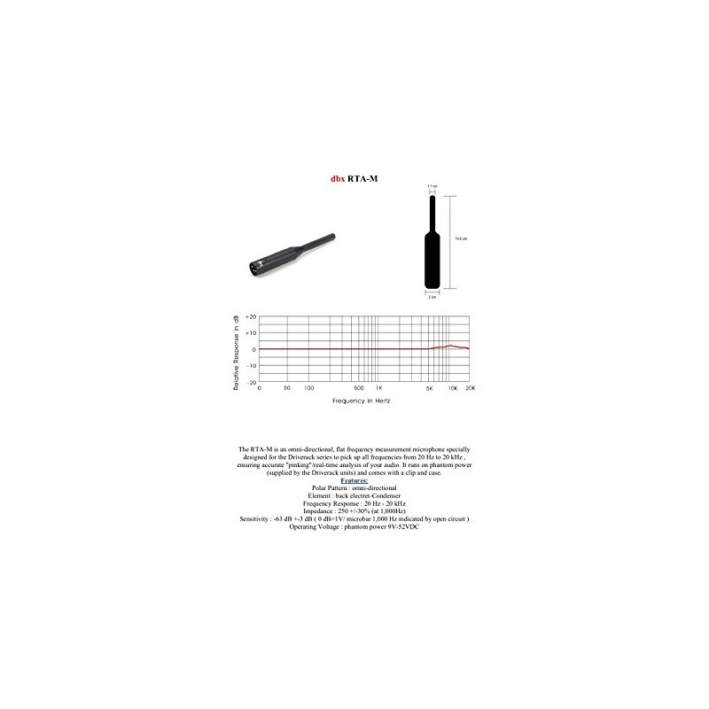 dbx RTA-M Driverack Series Reference Microphone black 7.00 x 3.50