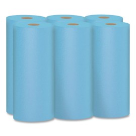 Plexon Shop Towels, 1-Ply, 10.4" x 11", Blue, 55 Sheets/Roll, 6 Rolls/Pack