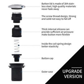 Garbage Disposal Air Switch Kit for SinkTop Waste Disposal with Stainless Steel Polished Short Air Button by briidea