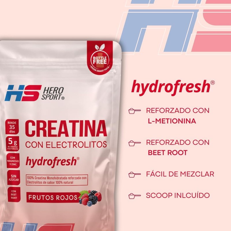 Hero Sport Creatine Monohydrate Powder with Electrolytes – Mixed Berry
