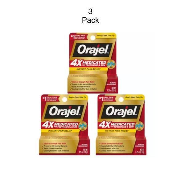 Oragel 4x Medicated for toothache & Gum ( 3 Pack )