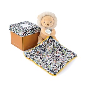 Doudou et Compagnie BOH'AIME DC4018 Lion Doll with Cuddly Toy - Flower Shape Box - Beige - Gift Idea for Birth Girls and Boys