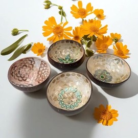 La Pastiche Botanical Coconut Bowl Collection of Four