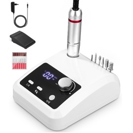 Nail Cutter, 45,000 rpm Cutter for Gel Nails, Electric Nail File, 6 in 1 Electric Nail File, Nail Cutter for Gel Nails with Pedals, Nail Drill, Electric Nail Cutter, Nail Drill Machine (White)