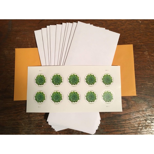 10 Global International Forever Stamps with 10 Peel & Stick