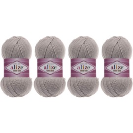 55% Cotton 45% Acrylic Yarn Alize Cotton Gold Thread Crochet Hand Knitting Art Lot of 4skn 400 gr 1444 yds (200-Grey)