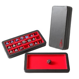 Forged Dice Co. Reliquary Standard Divided Dice Case with Dice Tray for Polyhedral Dice Sets - 21 Felt-Lined Chambers - Magnetic Lid Closure - Metal Dice Storage Box - Red