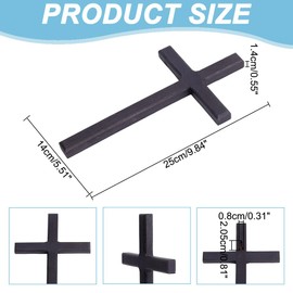 HOBBIESAY Wood Wall Cross 9.8 Inch Black Wooden Cross Hanging Decoration Catholic Crucifix Wall Mounted Ornament Baptism Gifts Holy Cross Religious Décor Cross Confirmation Cross Gift