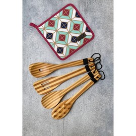 Chef's Vibrant Geometric Design Cotton Pot Holder - Heat Resistant 8x8 Inch - Stylish Kitchen Essential for Safe Cooking & Baking (Lisbon, Pot Holder (8" x 8"))