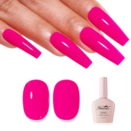 Imtiti Pink Gel Nail Polish, Hot Pink Nail Gel Polish High Gloss Soak Off UV LED Spring Summer Nail Art Manicure Salon DIY Design 10ML