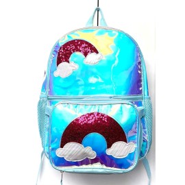 Wonder Nation 16'' Sky Blue Color Shiny backpack with lunch bag