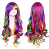 Ateid Women's Wig Curly Rainbow 80 cm + Hair Net