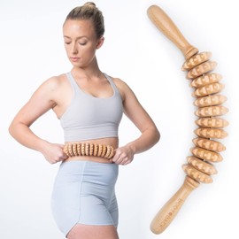Body Back Wood Therapy Curved Roller for Maderoterapia, Lymphatic Drainage, Cellulite Massage, and Massage Rolling, Natural Muscle Massage Stick Tool for Massage and Relaxation