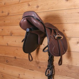 EASY-UP Fold Down Padded English Saddle Bar | Simplify Your Horse Stable Setup | No Tilt Saddle Security | Built-in Bridle Hook | Space-Saving Foldable Design | 5-Year Warranty