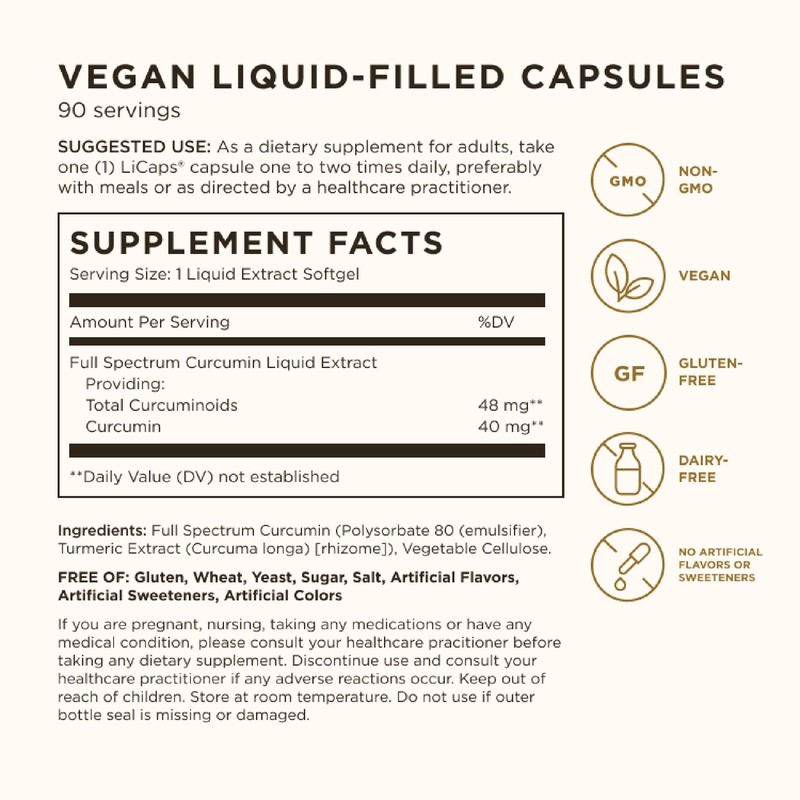 Solgar Full Spectrum Curcumin - 90 LiCaps - Superior Absorption