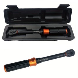 1pc 1/4" Drive Click Torque Wrench Set, 3.7-18.5 Ft-lbs / 5-25 Nm, Chrome Vanadium Steel, Adjustable Pneumatic Tool for Bicycle & Motorcycle Maintenance, Bicycle Tool, Adjustable Torque Wrench | Dura