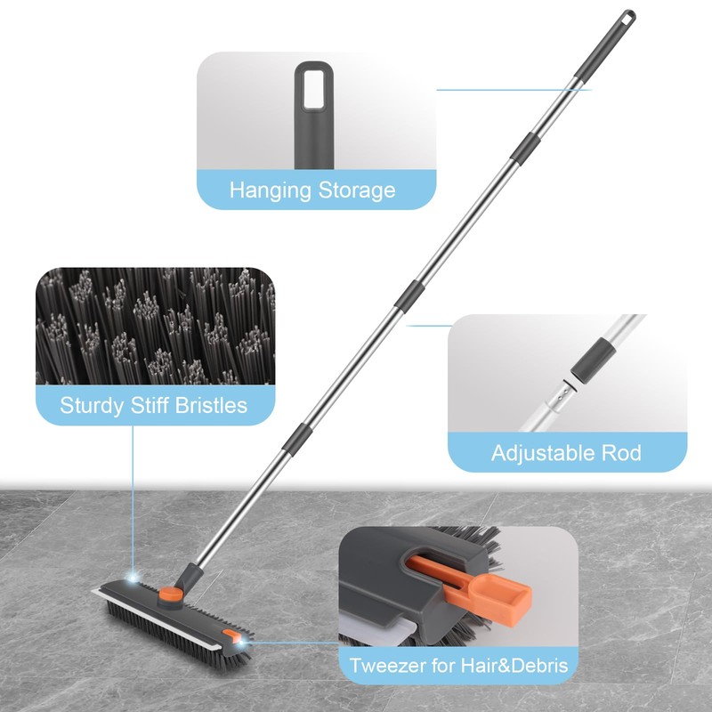 Floor Scrub V Brush with Long Handle 4 in 1