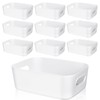 Akamino 10 Pcs Plastic Storage Boxes, 20.5X14X7Cm White Storage Baskets