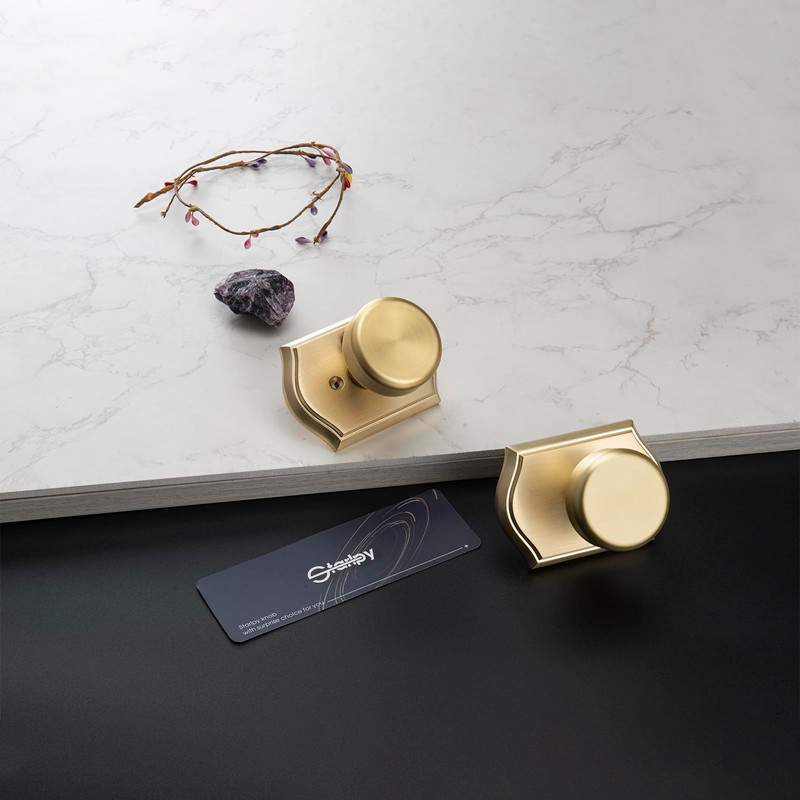 STARPY 6 Pack Pismo Doorknobs for Bath & Bedroom, Gold