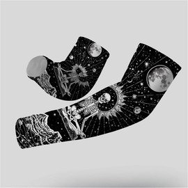 Generic Yoga Fantasy Skull Gardening Cooling Arm Sleeves for Women Men, UV Sun Protection Compression Sleeves Cover for Outdoor Sport Travel - M