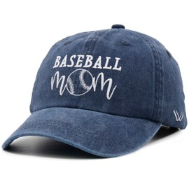 Waldeal Women's Baseball Mom Baseball Cap Adjustable Washed Dad Hat Navy