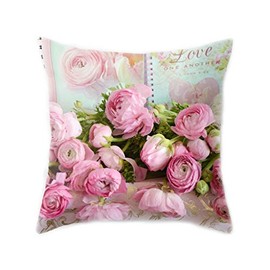 CADANIA Mediterranean Nordic Style Peach Velvet Home Decorative Cushion Cover Colored Rose Flower 3D Digital Printing Throw Pillow Case 13#