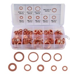 AEDIKO 200pcs Copper Washer Assortment Set Copper Metric Sealing Washers Copper Flat Washer Gasket M5-M14