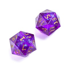 Yourandoll 2-Piece Polyhedral Dice Set D20 Dice 20-Sided Resin Dice 22mm for Dungeons and Dragons, DND, TRPG, MTG and Other Table Games (Transparent Purple)