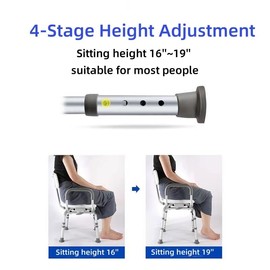 360°Swivel Shower Chair for Inside Shower, Shower Seats for Seniors with Arms and Back, Height Adjustable Tub Transfer Bench for Bathtubs,Pivoting Shower Stool (White-Gray, Small)