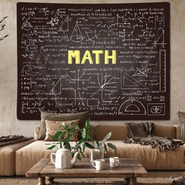 Math Tapestry Mathematics Room Wall Hanging Art, Dark Blackboard Backdrop Math Equations Geometry Tapestries Mathematics Formulas Chalkboard Wall Decor Tapestry for School Classroom Teacher Office